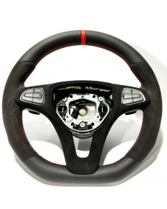 Mercedes-Benz W205 C/GLS/GLE/CLA/CLS Steering Wheel Leather Alcantara Red Stripe buy in USA