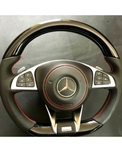 Mercedes Steering Wheel GLE GLC GLS W205 Brabus Style Carbon Piano Black Leather buy in USA