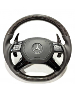 Carbon steering wheel with leather grips and switches for Mercedes-Benz ML (W166), GL (GLS), GLE (W292), G (W463), E (W212) buy in USA